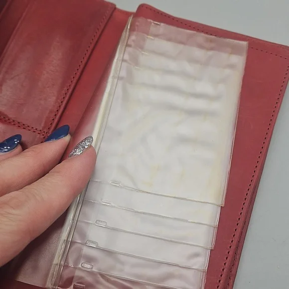 Vintage Coach Wallet Distressed Red Leather Checkbook Holder - Picture 8 of 16